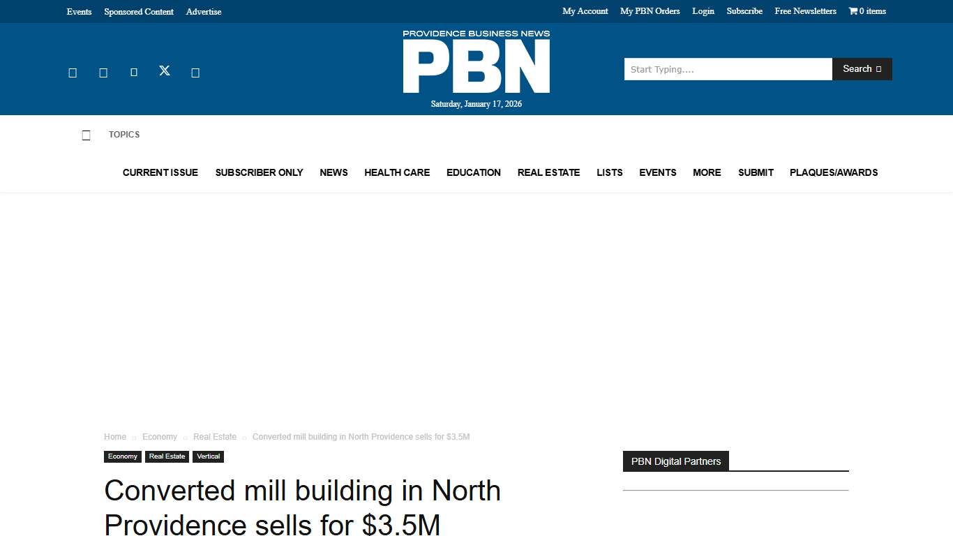 Converted mill building in North Providence sells for $3.5M