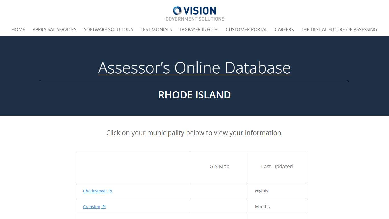 Rhode Island Online Database - Vision Government Solutions